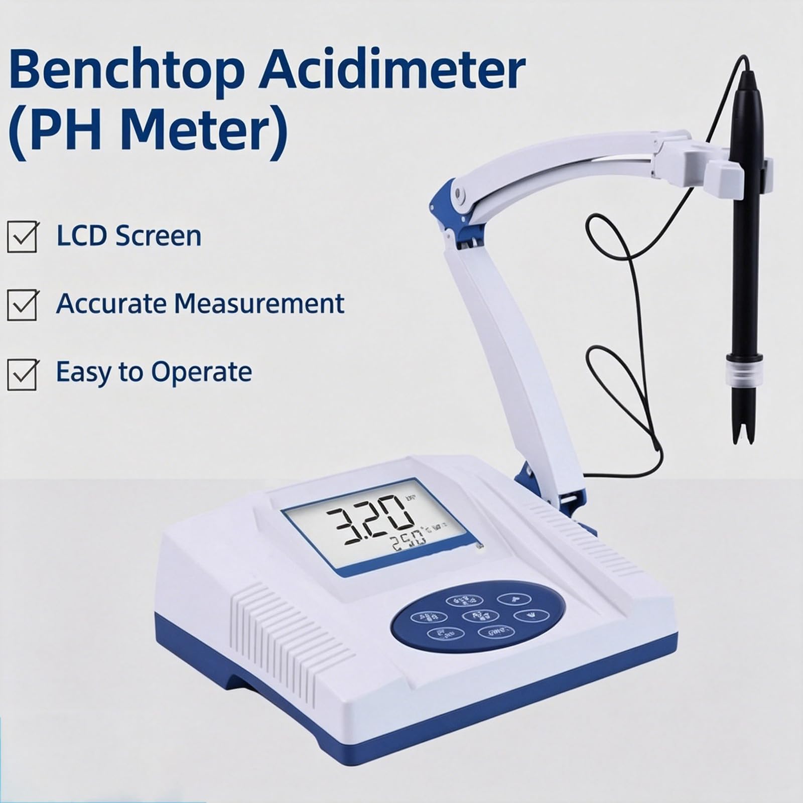 Medidor de pH, medidor de acidez de calibración automática con pantalla LCD, doble propósito PH/MV, medición de alta precisión para acuario, laboratorio e hidropónico