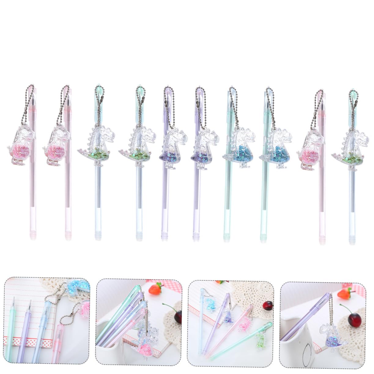Ciieeo Lot De 3 Stylos À Encre Gel Avec Pendentif Dinosaure Adorable Écriture Fluide Pour Étudiants Garçons Et Filles 10 Pièces X 3