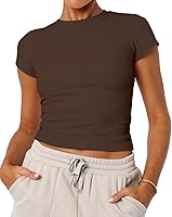 Vista 21 de Camisetas básicas de manga corta con cuello redondo para mujer de verano Y2K, lindas para salir, camisetas estilo bebé