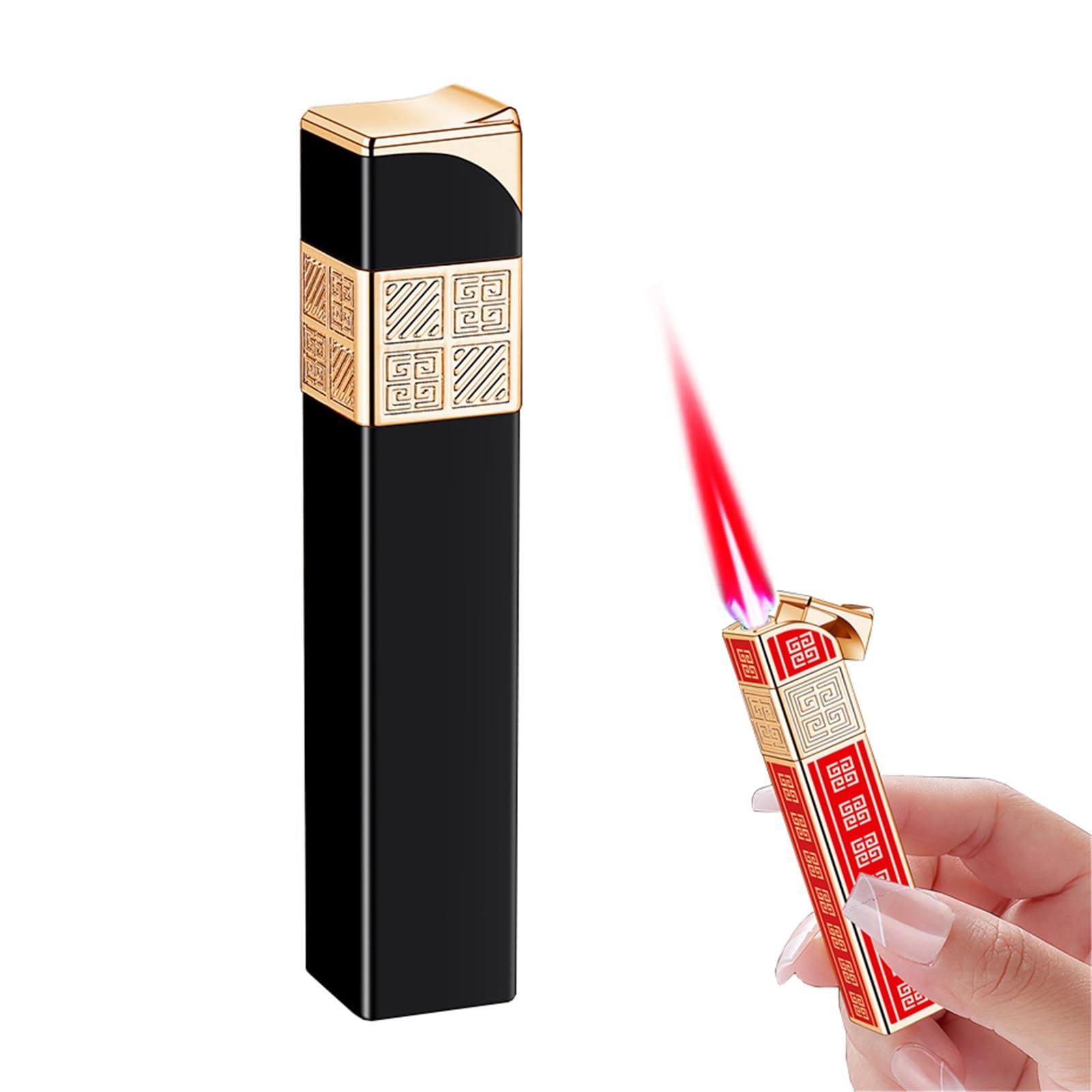 Encendedor de butano portátil con llama ajustable y cuerpo compacto de metal