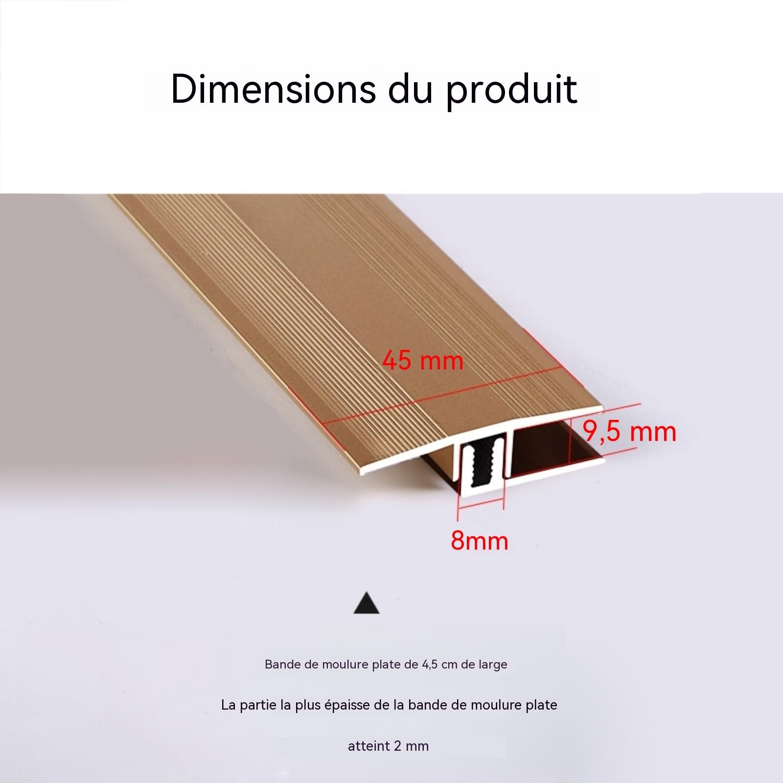 Barre De Seuil en Aluminium 90 Cm (Lot De 3) Profil De Transition pour Sol Stratifié Cache-Joint Et Combler Les Fissures De Sol Transition Moquette vers Carrelage(Champagne Gold,No Base)