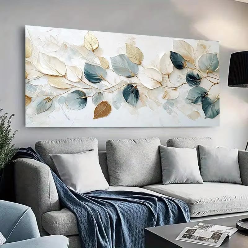 LTjiajuypd Quadro moderno su tela con delicate foglie, stile minimalista per la casa (70x140 cm)
