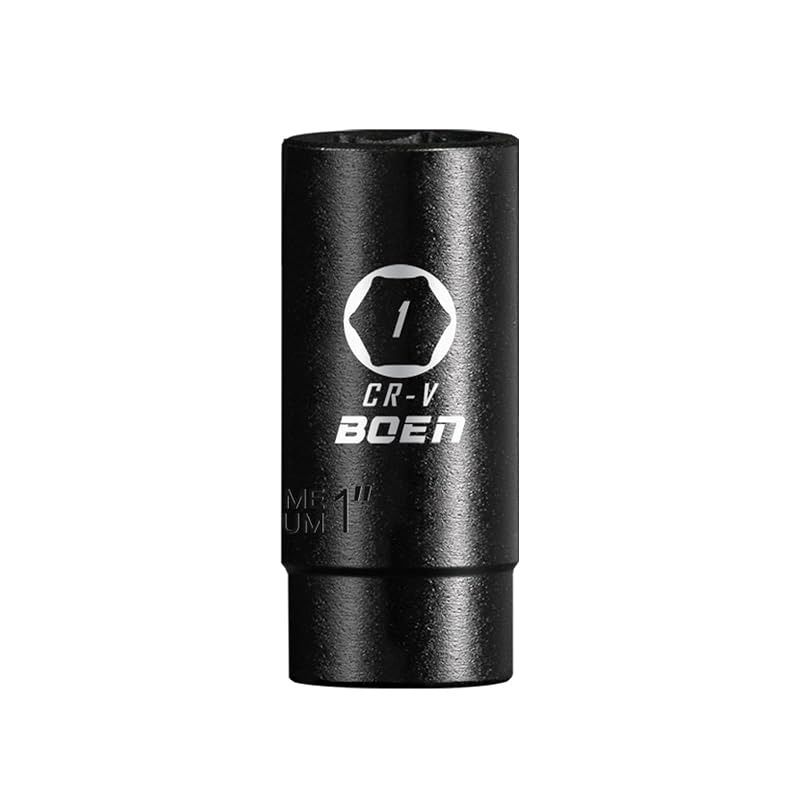 Soquete de impacto profundo 25,4 mm boen, acionamento 12,7 mm (1/2 pol.), 6 pontas, aço cromo-vanádio, SAE, BN21001S1
