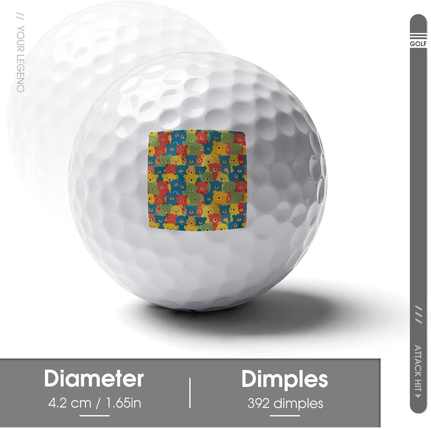 Colorful Bears Practice Golf Ball Distance and Speed Gifts for Men Women Golfers