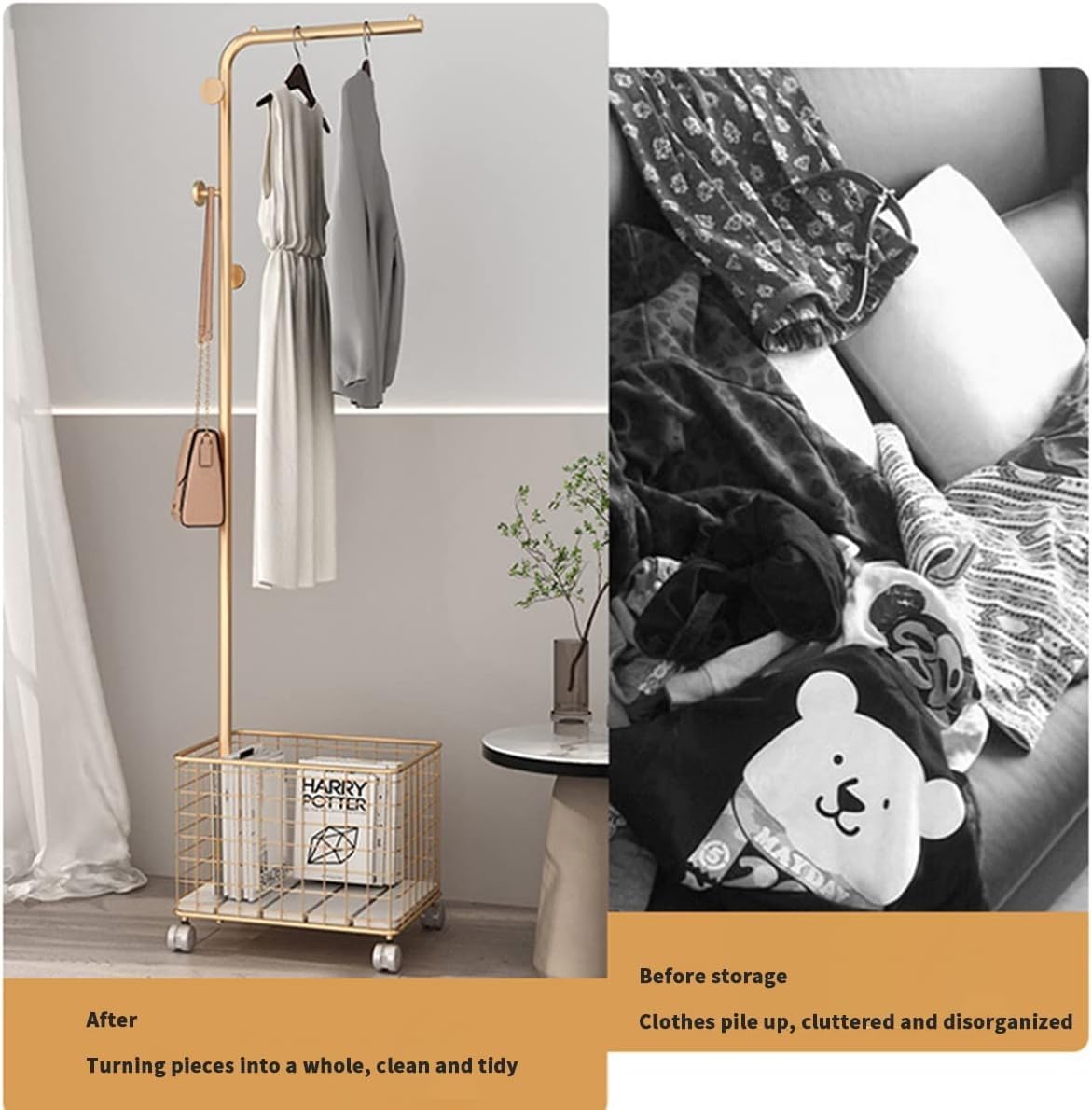 Calyrex Clothes Hat Rack Metal Floor-Standing Heavy with Rolling Swivel Wheels Coat Rack Clothing Rack Suitable for Living Room Bedroom Dormitory with Storage Basket Hangers Rustproof offers donot miss