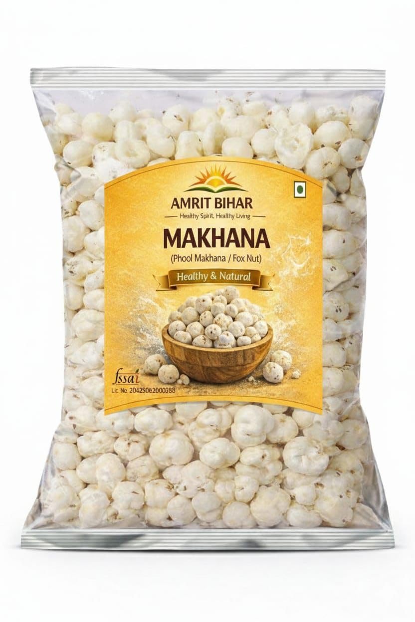 AMRIT BIHAR Makhana, Phool Makhana Fox Nut, Healthy and Natural Lotus Seeds -100 gm-image-3