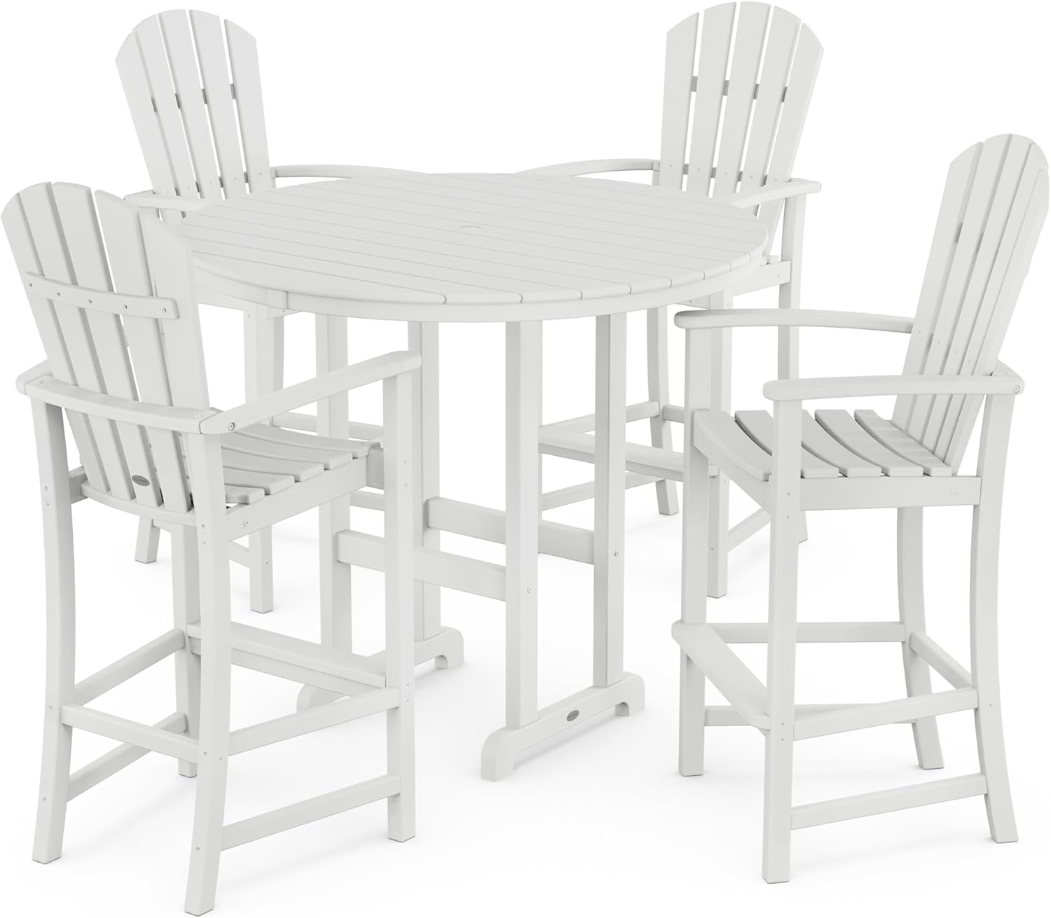 POLYWOOD Palm Coast 5-Piece Bar Set Black - Retro Style High Top Bistro Patio Furniture - HDPE Outdoor Bar Table and Chairs Set for Deck Garden Backyard
