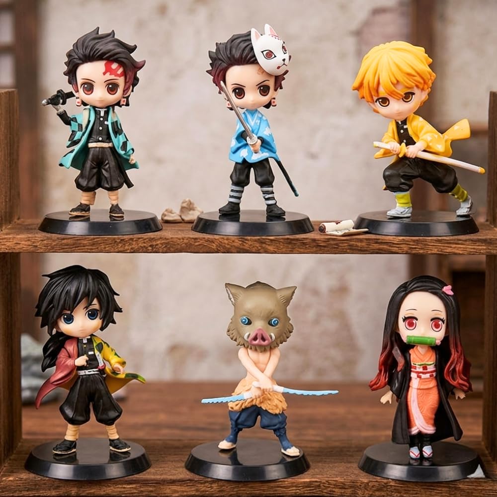 Mini Ninja Basic Anime Action Figure Toys | demon slayer mini version | Multiple Character Collectible Set of 6, Special Edition, Car Dashboard, Decoration, Cake, Office Desk & Study Table-image-8