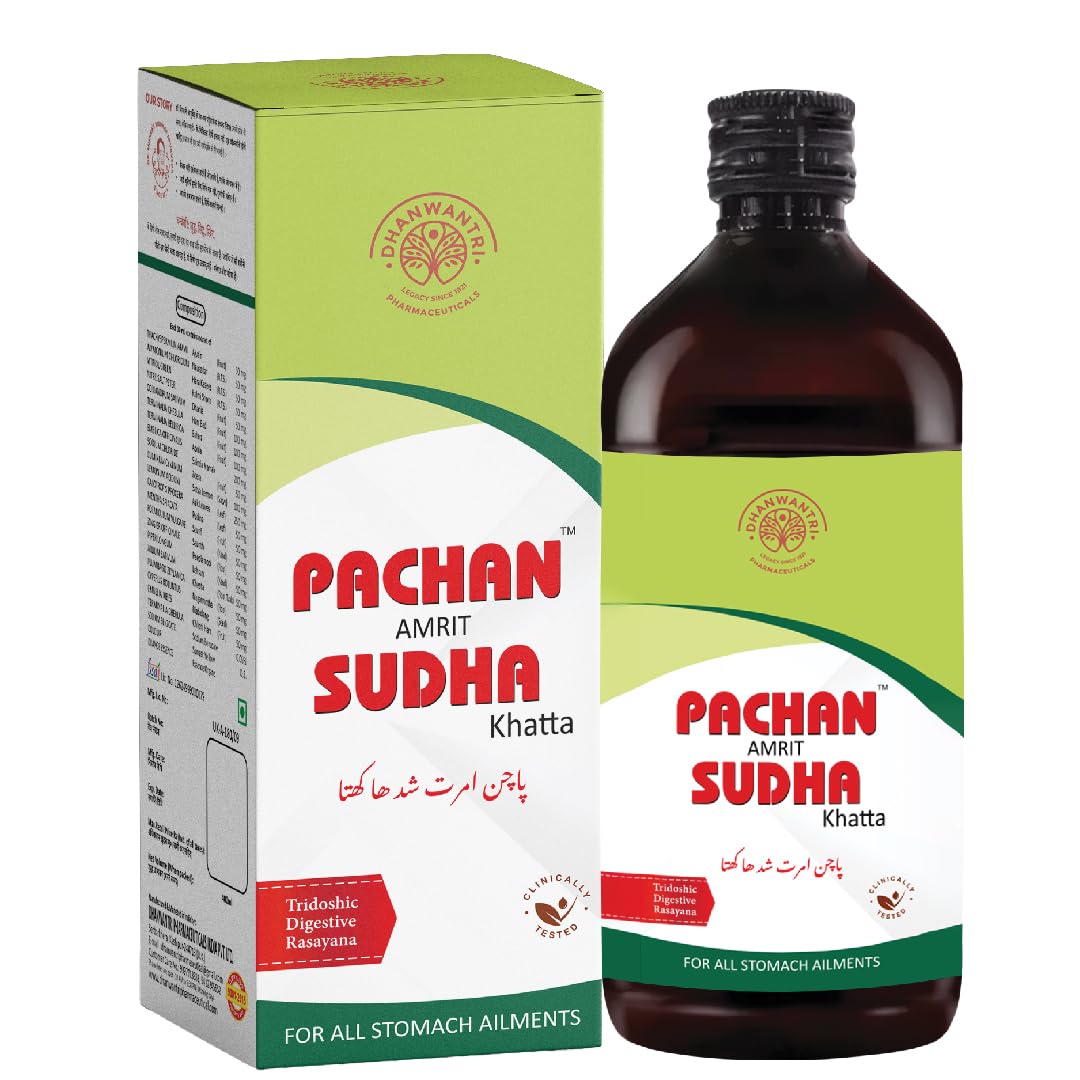Pachan Amrit Sudha Ayurvedic Digestive Syrup for Gas Acidity & Indigestion | Gut Health Metabolism & Liver Support | Sugar Conscious Formula | Clinically Tested | 100 Years Ayurvedic Legacy (Khatta, 200 ML)
