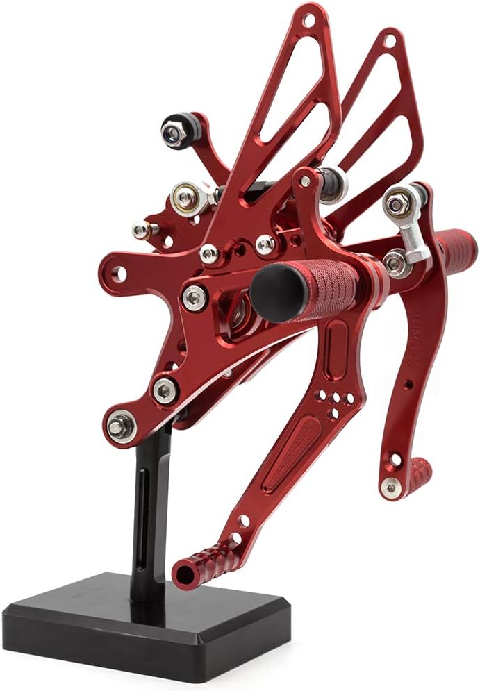 FXCNC CNC 04-06 R1 Billet Motorcycle Rearset Foot Pegs Rear Set Footrests Fully Adjustable Foot Boards Compatible with YZF R1 2004 2005 2006