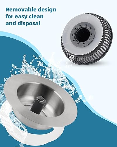 Miniatura 5 de Hygie Rinse Colador de drenaje desplegable para fregadero de cocina 3 en 1, 2 tapones de acero inoxidable #304 para filtro de drenaje estándar de