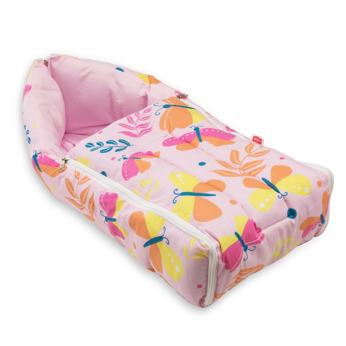 LuvLap 3 in 1 Baby Bed, Sleeping Bag & Carry Nest, Cotton Baby Bedding for New Born & Infant, Portable Bassinet, for Baby Carrying & co Sleeping, Unisex Baby Sleeping Bed, 0M+ (Pink Butterfly Print)