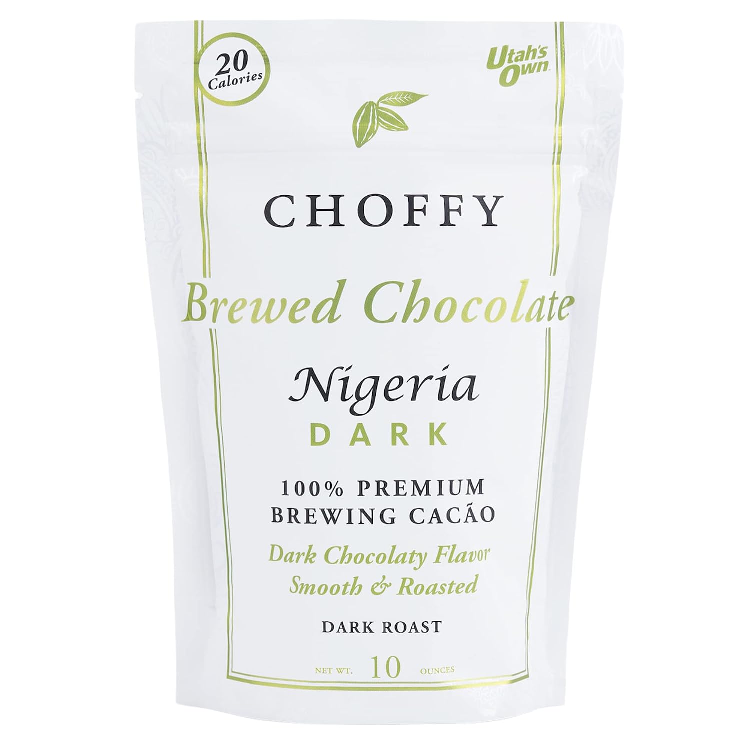 Choffy Brewed Cacao Coffee Alternative Substitute - 10 Oz Nigeria Dark Roast Flavor - Caffeine Free Brew Cacao Ground Drinking for Dark Chocolate Lovers, Healthy Rich Chocolate Drink, Nutrients for Mood & Energy