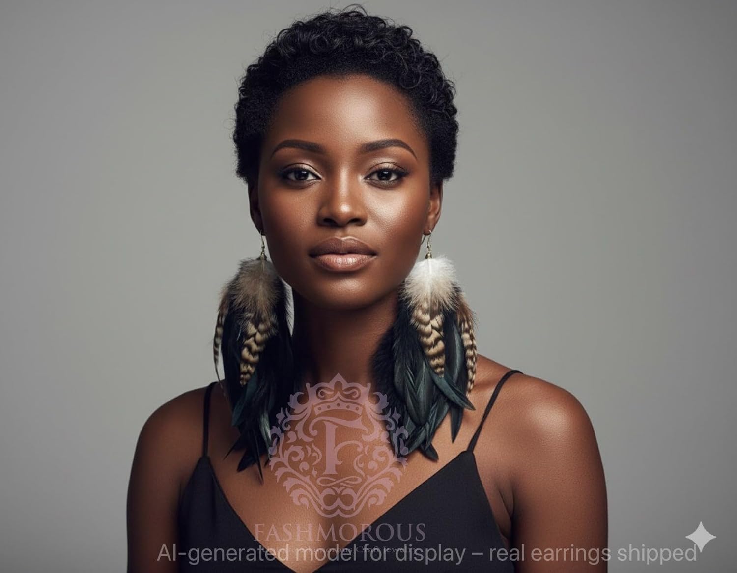 Black Feather Earrings for Women Dangling Nature Feather Earring 6”-8” Long Fashmorous