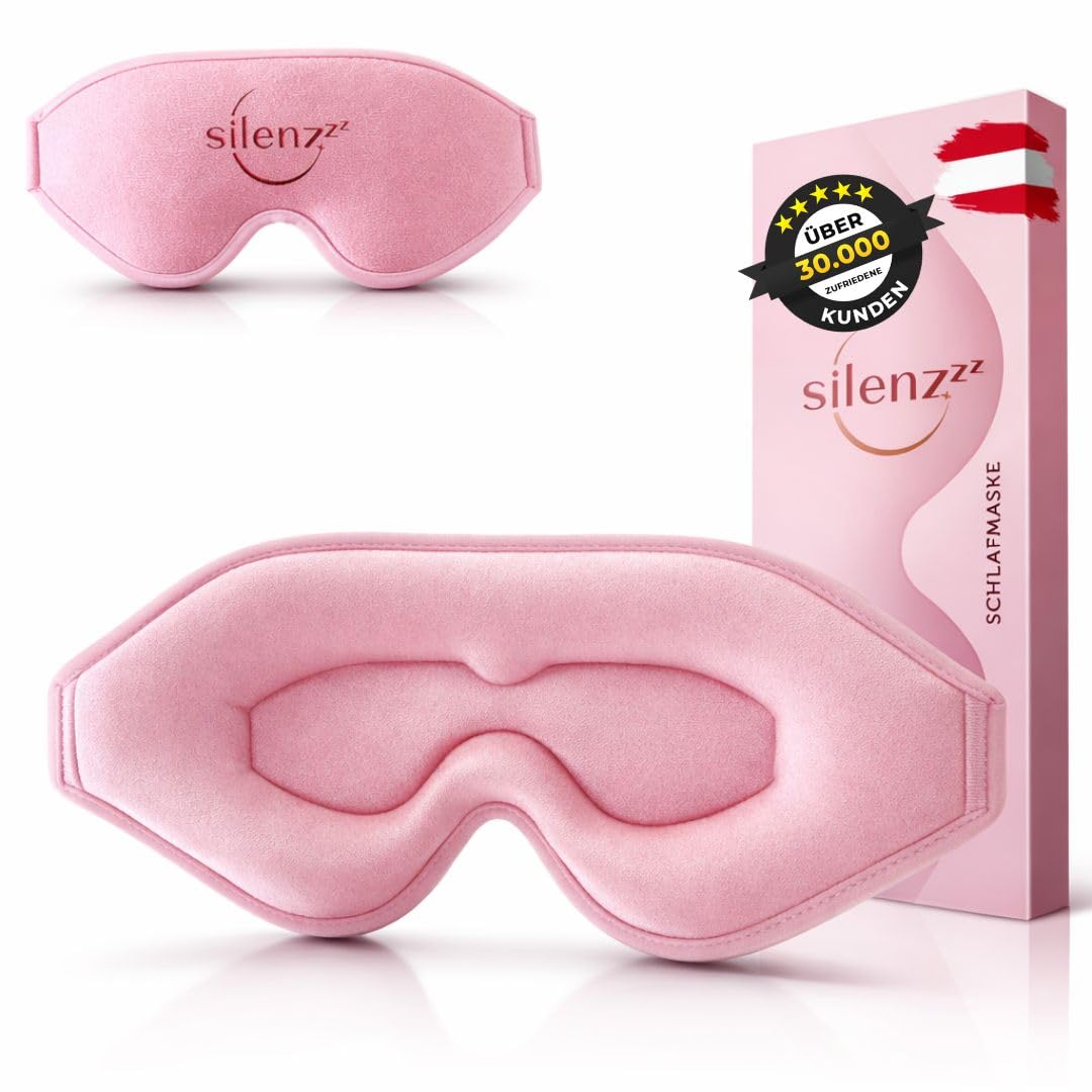 Maska do spania premium – maska 3D na oczy dla kobiet i mężczyzn – okulary do spania wygodnie wyściełane dla absolutnej ciemności – maska do spania, różowa