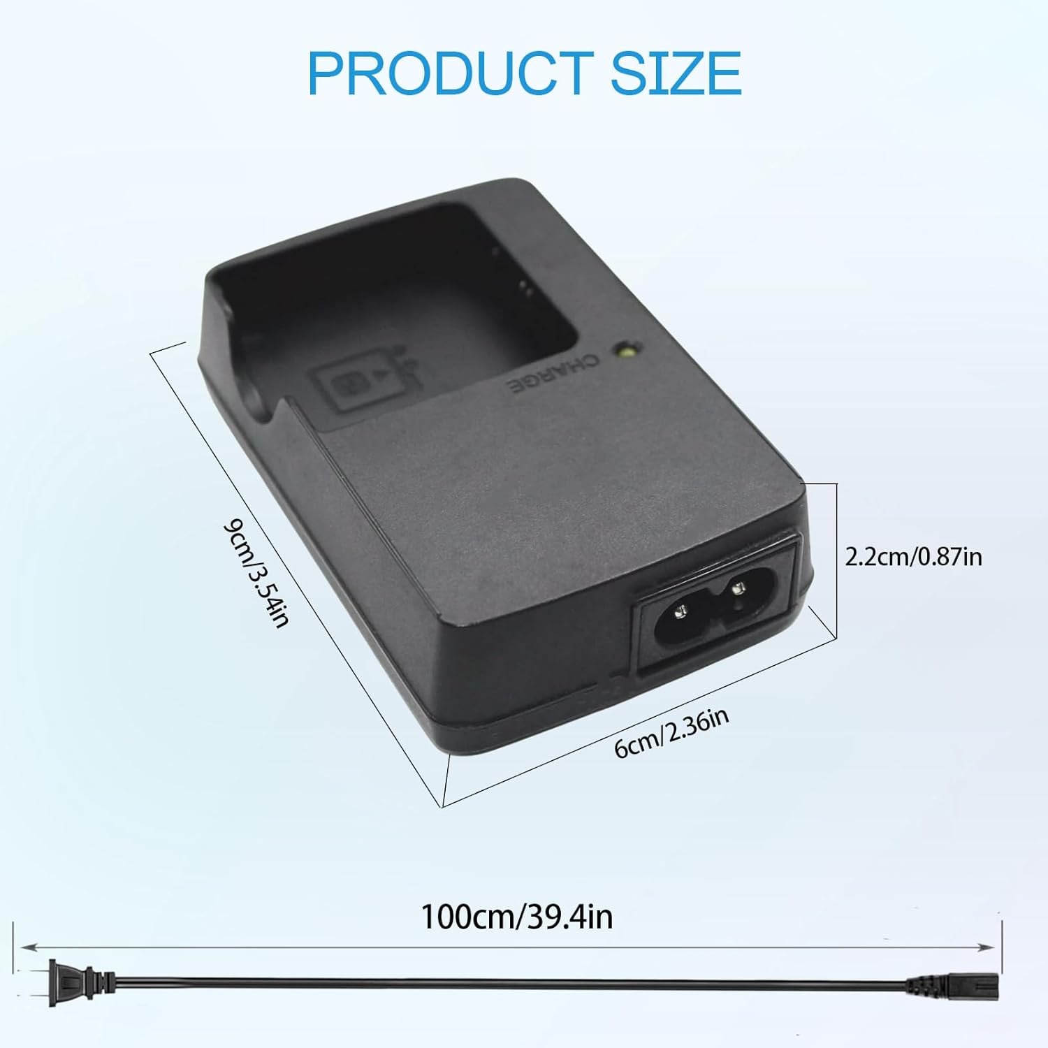 BC-CSGB NP-BG1 NP-FG1 Battery Charger Compatible with Sony Cybershot DSC-HX5V,DSC-HX9V,DSC-W30,DSC-W35,DSC-W50,DSC-W55,DSC-W70,DSC-W80,DSC-H10,H20,H50,H55,H70,H90 Cameras & 100cm AC Power Cord - Image 3