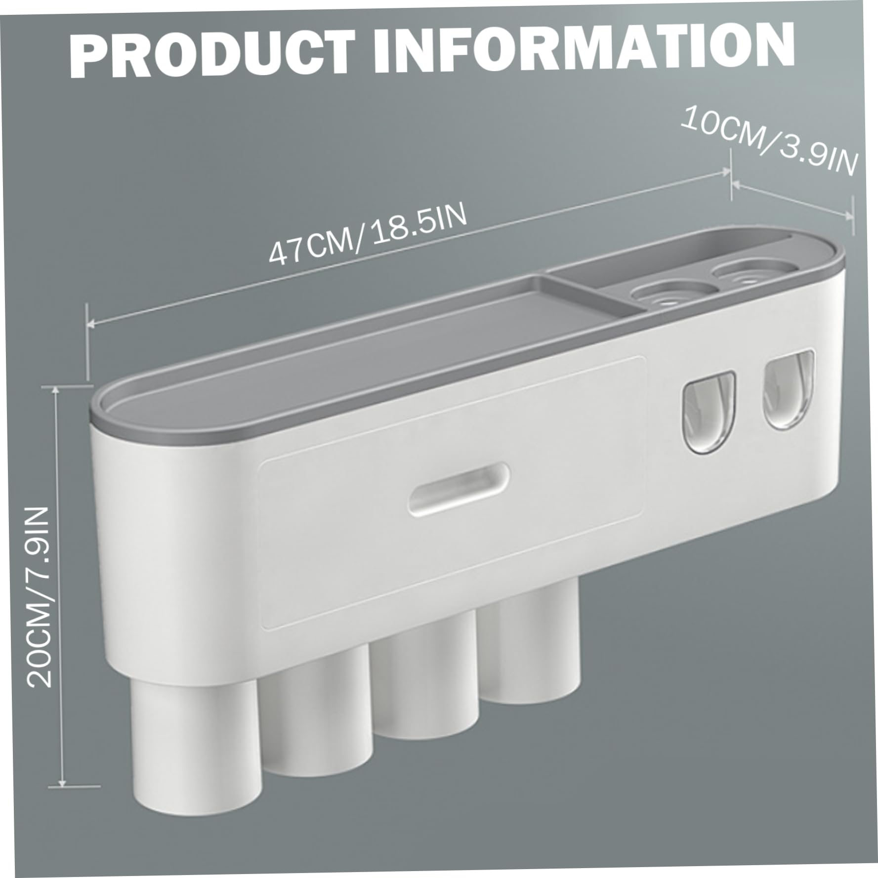 Dispensador automático de Pasta de Dientes con 4 Tazas, Soporte para cepillos de Dientes montado en la Pared, Organizador de baño sin Taladro, Estante de Almacenamiento de ABS Gris..