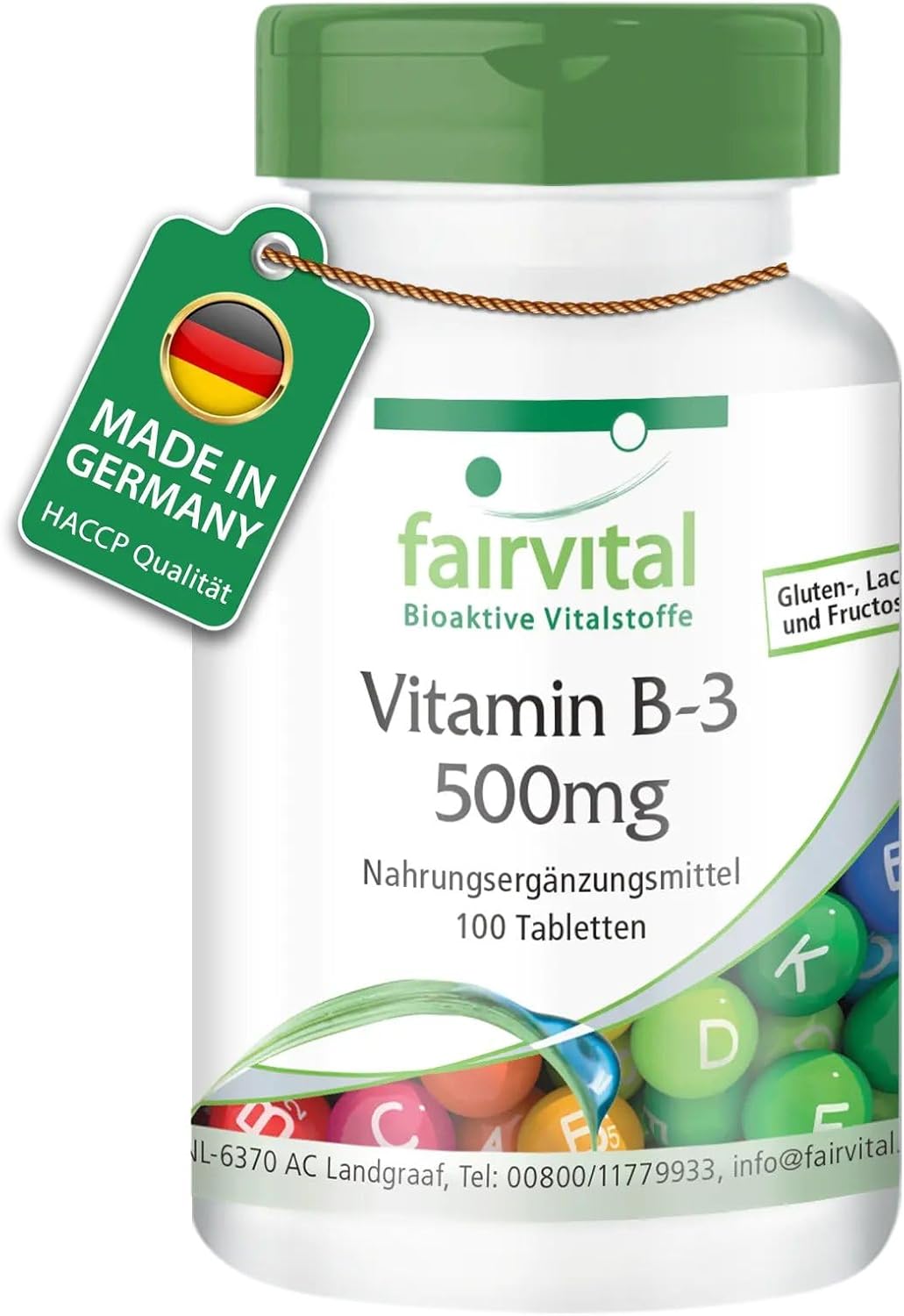 Product image of Fairvital | Vitamin B3 500mg - 100 Tabletten - HOCHDOSIERT - VEGAN - Nicotinamid