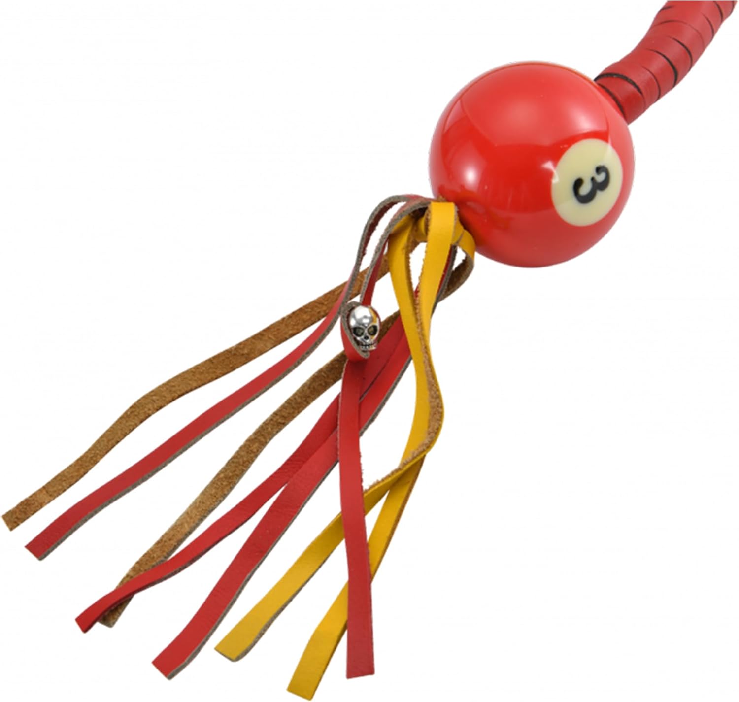 Dream Apparel 36" Leather Motorcycle Get Back Whip for Handlebar Fringed Biker Whip With Pool Ball, Black and Orange