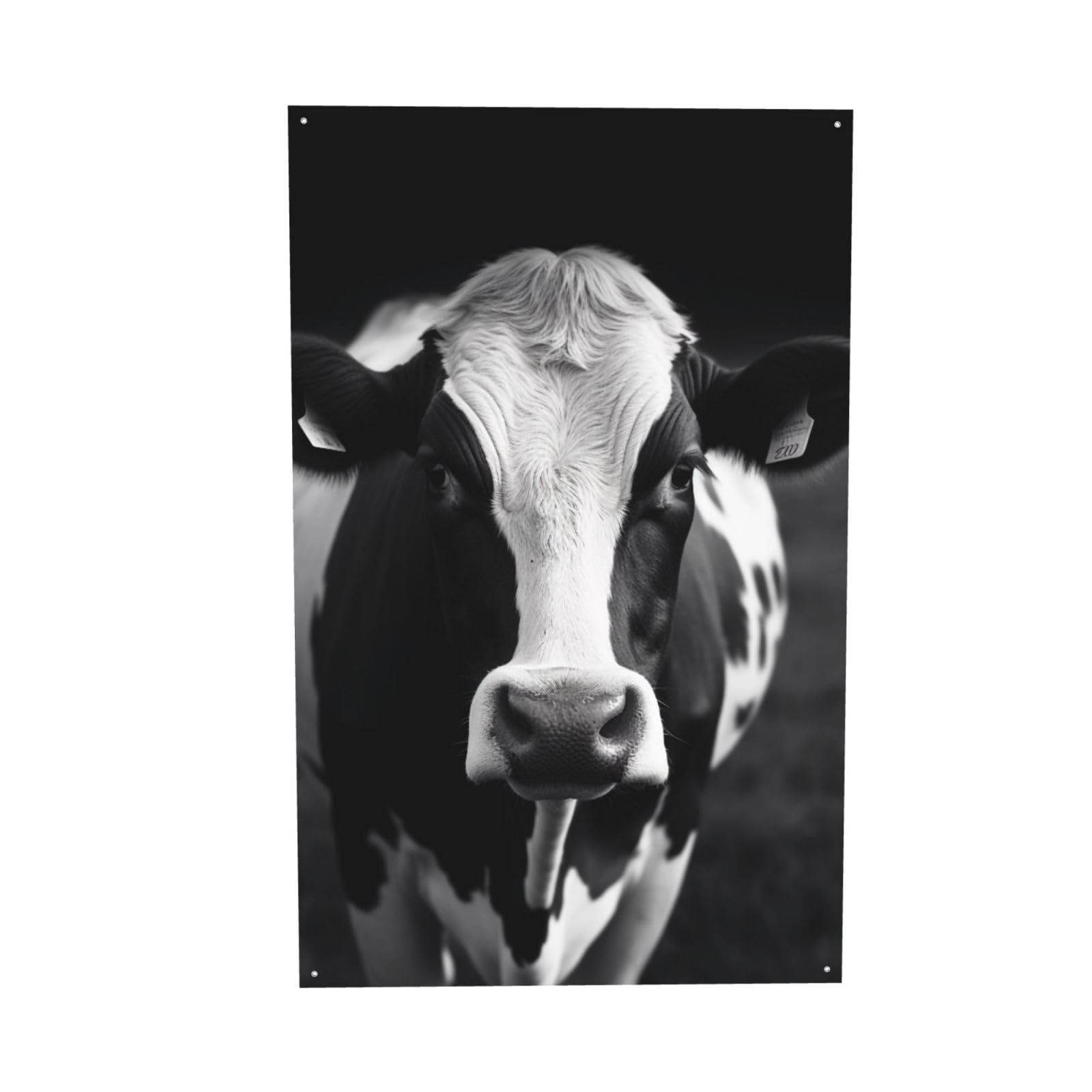 Bannière imprimée vache noire et blanche pour masquer un mur vide de dortoir