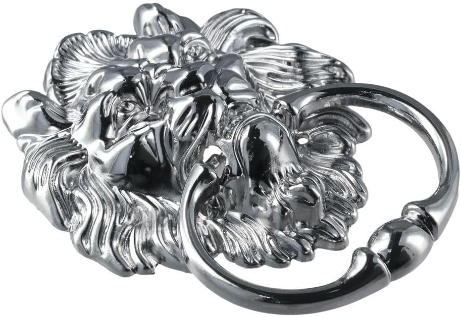 Pull Ring Silver Sturdy 15×11cm Door Pull Heavy Duty Antique Lion Head Door Knocker Farmhouse