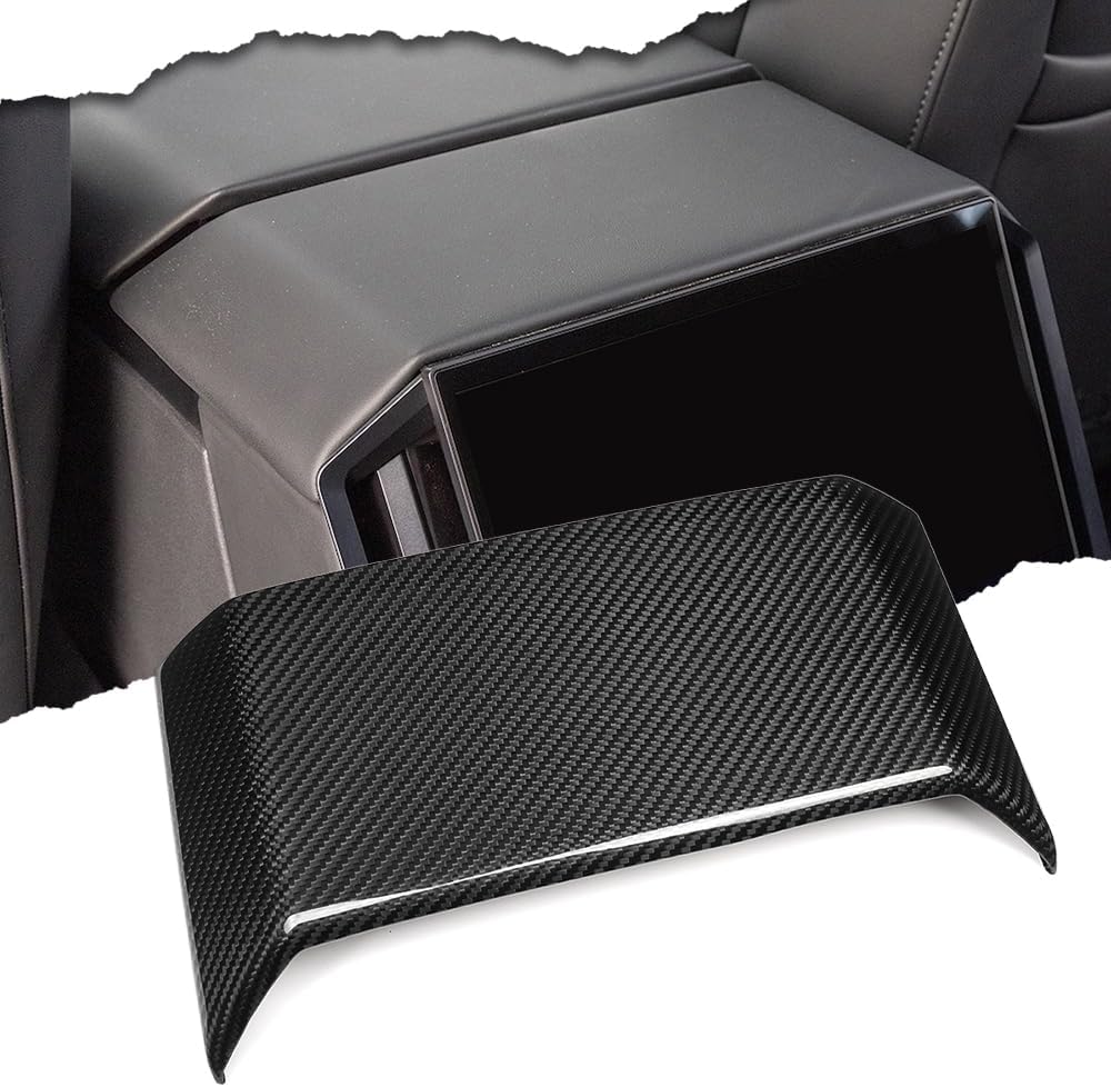 Carbon Fiber Rear Infotainment Cover for Tesla Cybertruck 2024 2025,for Cyberbeast Rear Touchscreen Frame Trim (Glossy Screen Cover)
