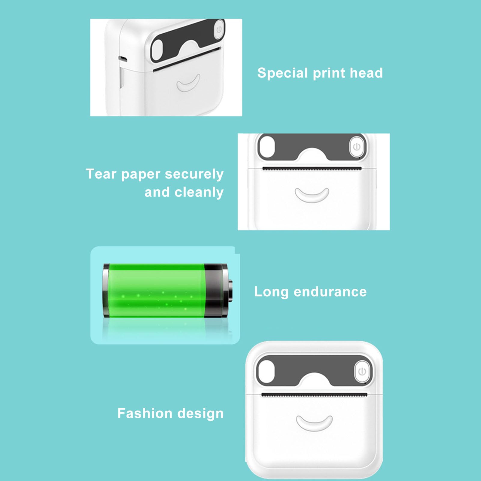 ANGGREK Pocket Thermal Printer, Multi Purpose White Character Recognition Pocket Wrong Question Printer for Students for Picture (Wrong Question Printer Set)