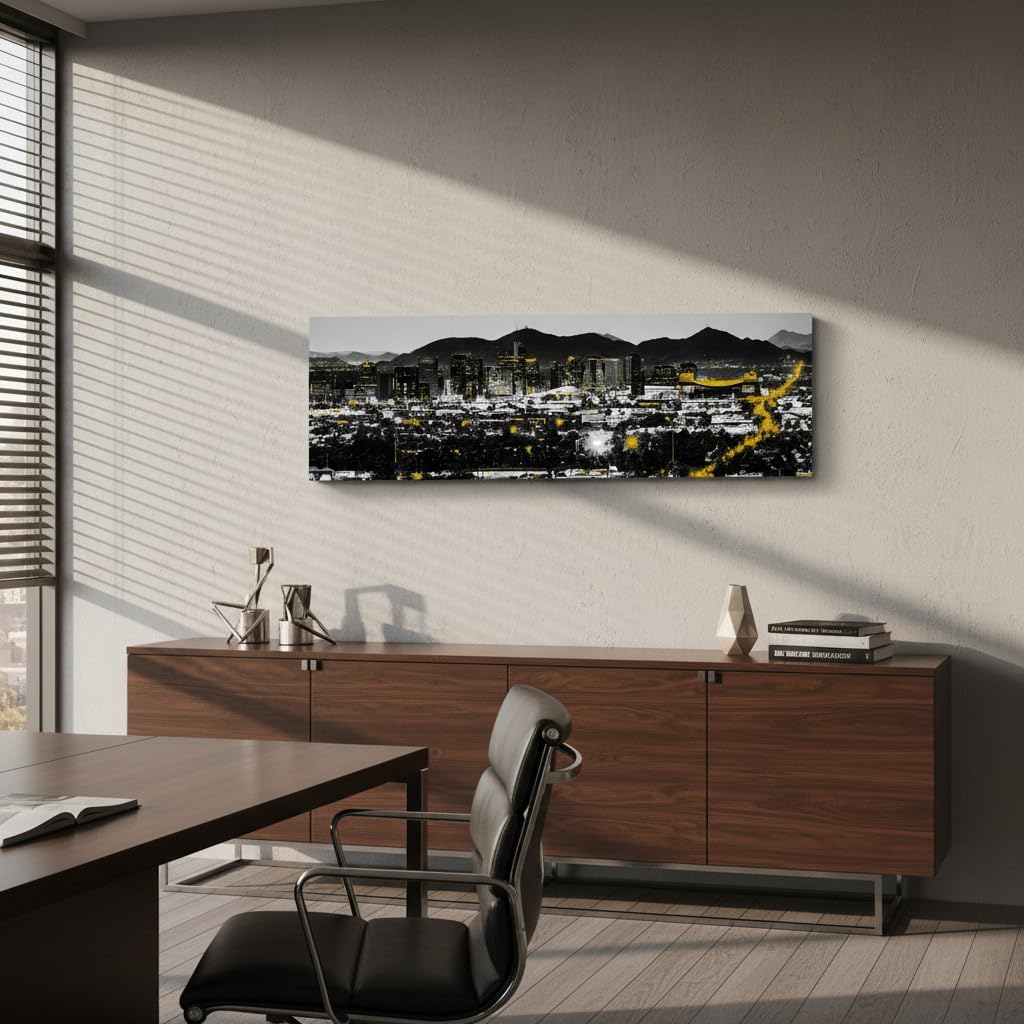 Phoenix Arizona Skyline Canvas Wall Art Panoramic Cityscape Framed 14x48in image 3