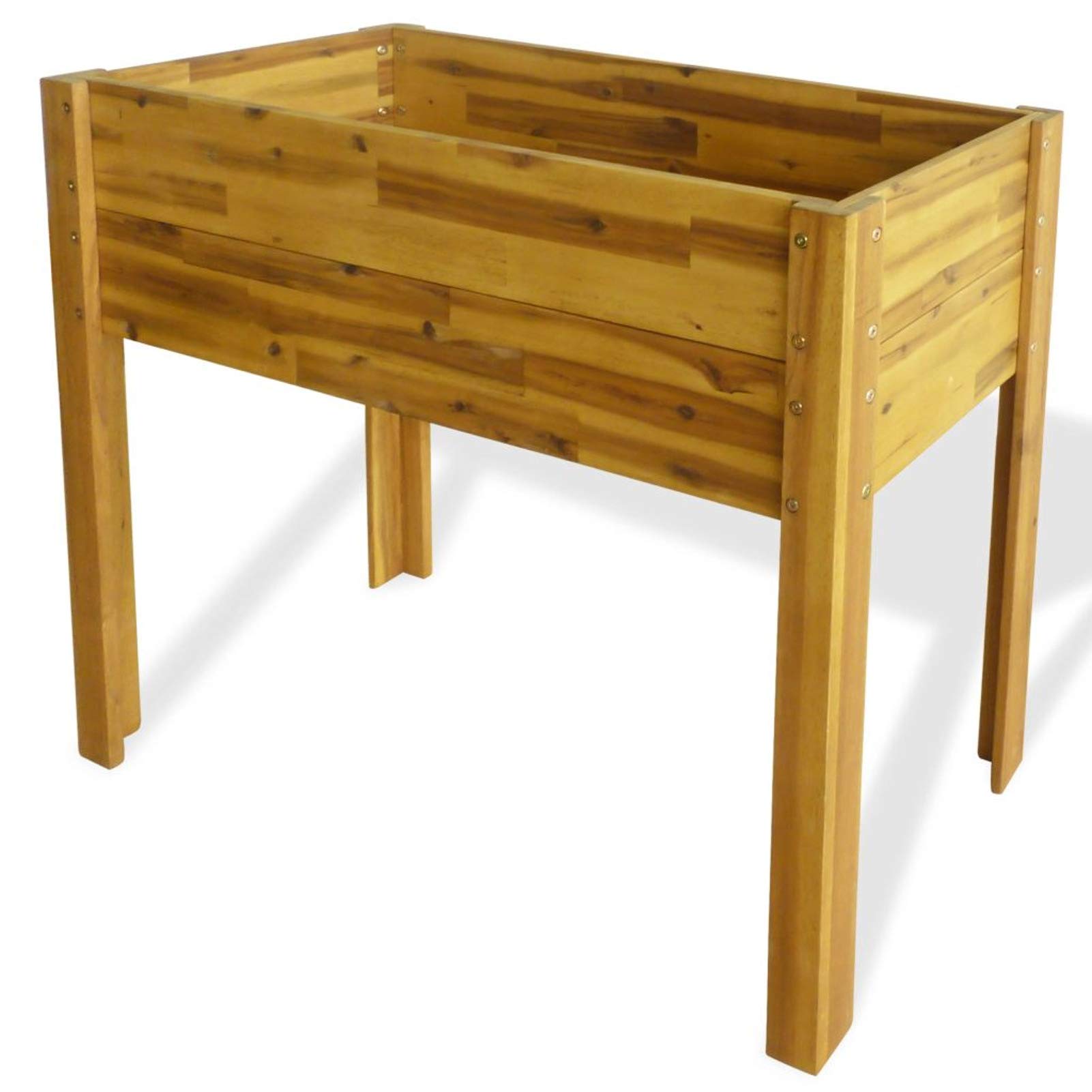 Homgoday Pflanzgefäß für den Garten, Hochbett für den Garten, aus massivem Akazienholz, Pflanzgefäß für den Garten, Pflanzgefäß für den Außenbereich, Blumenkasten für den Balkon