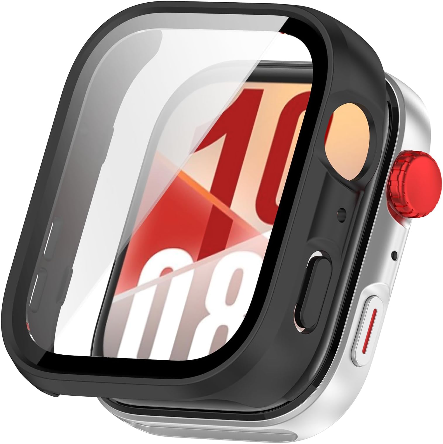 Hard PC Case Compatible for HUAWEI Watch Fit 4 Case, Ultra-Thin Full Protective Bumper Cover with Tempered Glass Screen Protector (Matte Black, Watch Fit 4)