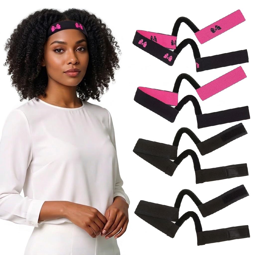 4Pcs Double-Sided Velvet Ear Painless Wig Bands C-Shaped, Comfortable Soft Painless Wig Band with Ear Cut Outs Tools, Earless Melting Band Supplies