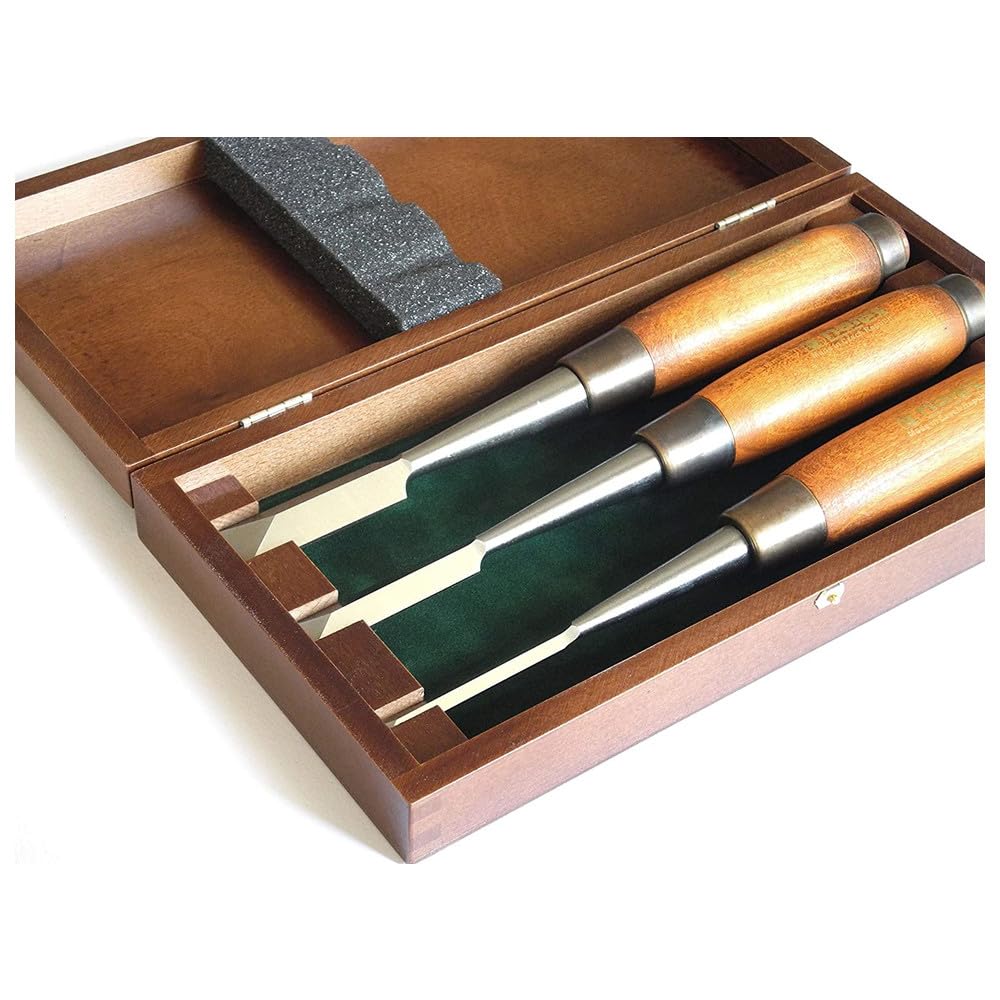 Narex Set para engranaje escoplos (3 piezas) - Madera de haya - Bisel - Acero Cr-Mn - Juego de escoplos para dentado y limpieza de verzahnungen