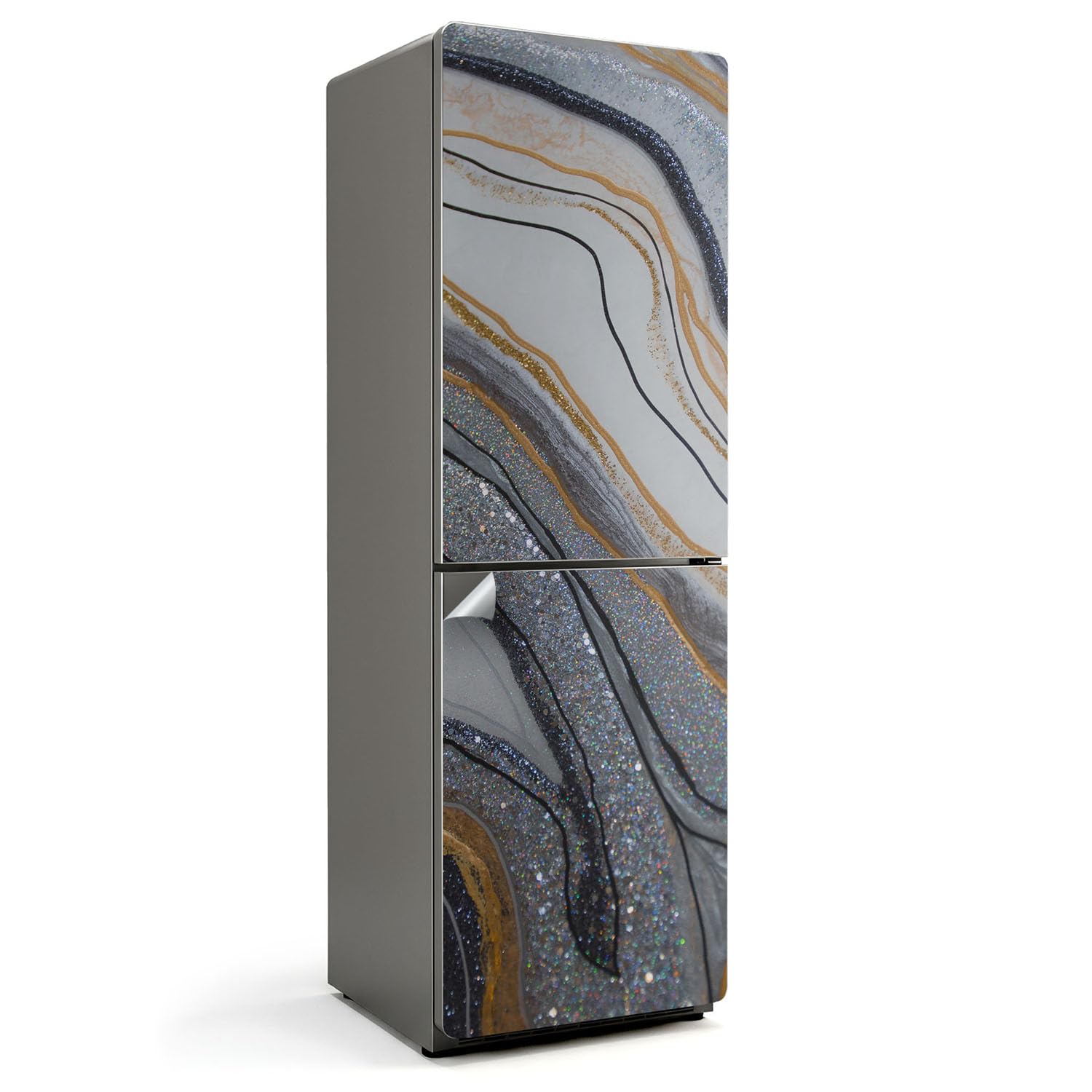 Pegatinas de nevera de 60x190 cm decorativas para crear una cocina moderna con ondas abstractas