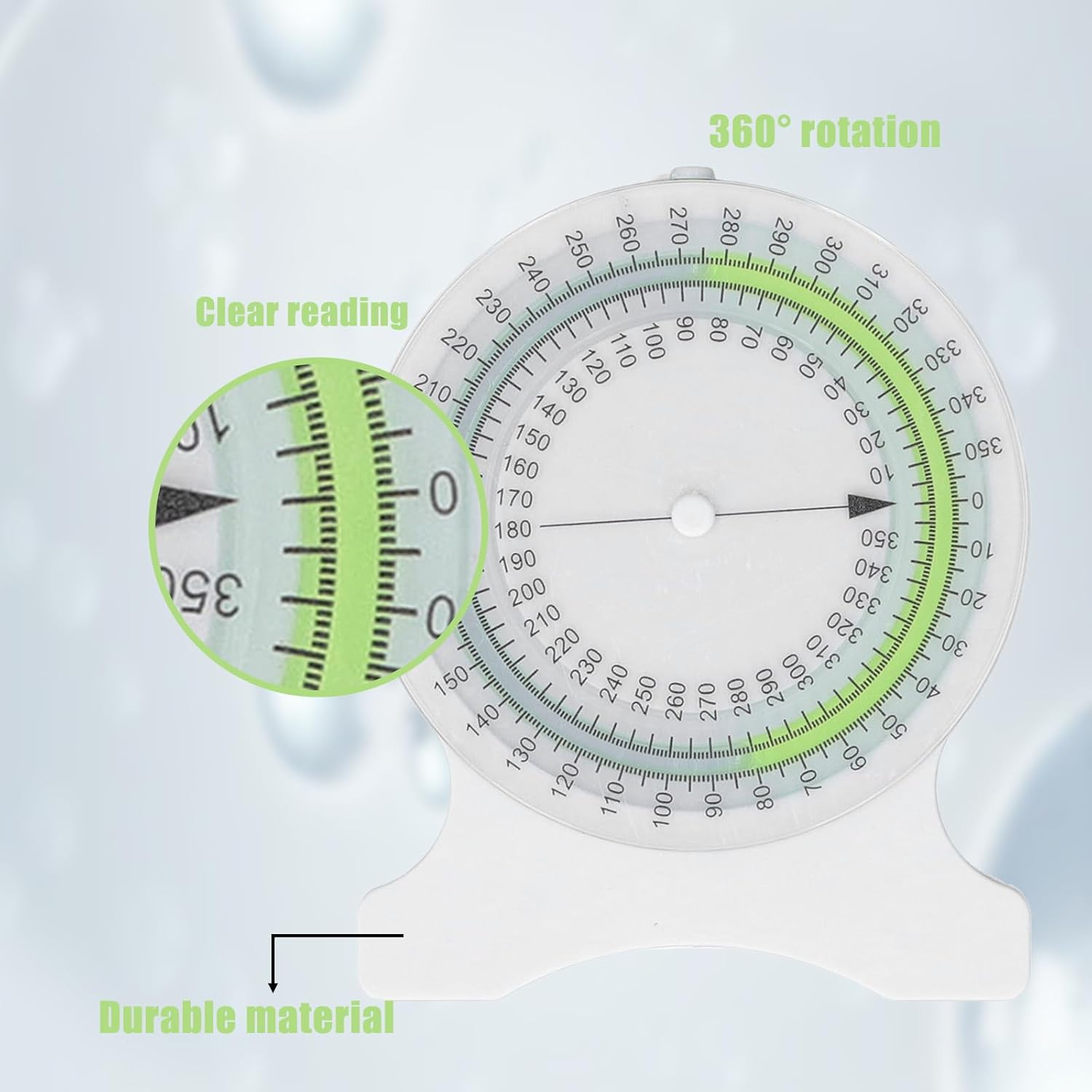 理学療法用のベースラインバブル傾斜計、正確な測定、漏れのないバブル、学生や専門家に最適(グリーン)