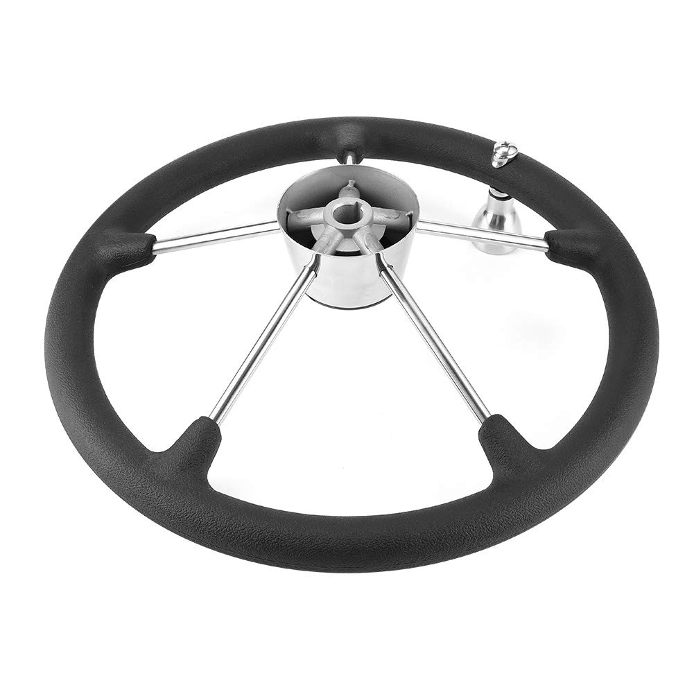 Volante Para Barco De 15-1/2 Pulgadas, Estilo De 5 Radios Con Dirección Asistida Y Mango De Espuma Negra, Acero Inoxidable 304 Apto Para Yates