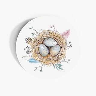 Pack of 15 White Bird's Nest Easter Egg Decor Paper Labels, 37mm Self-adhesive Stickers, Multipack Stationery Craft Decorative Labels