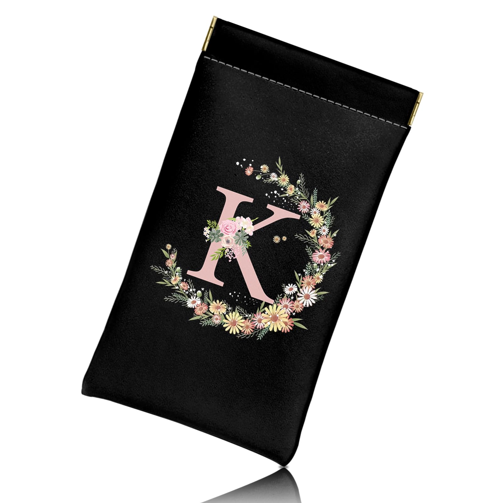 BHAHB Weich Brillenetui mit Anfangs Brief,aus PU-Leder mit Reinigungstuch Für blaue Lichtbrillen Sonnenbrille,niedliches Ästhetik für Frauen und Männer