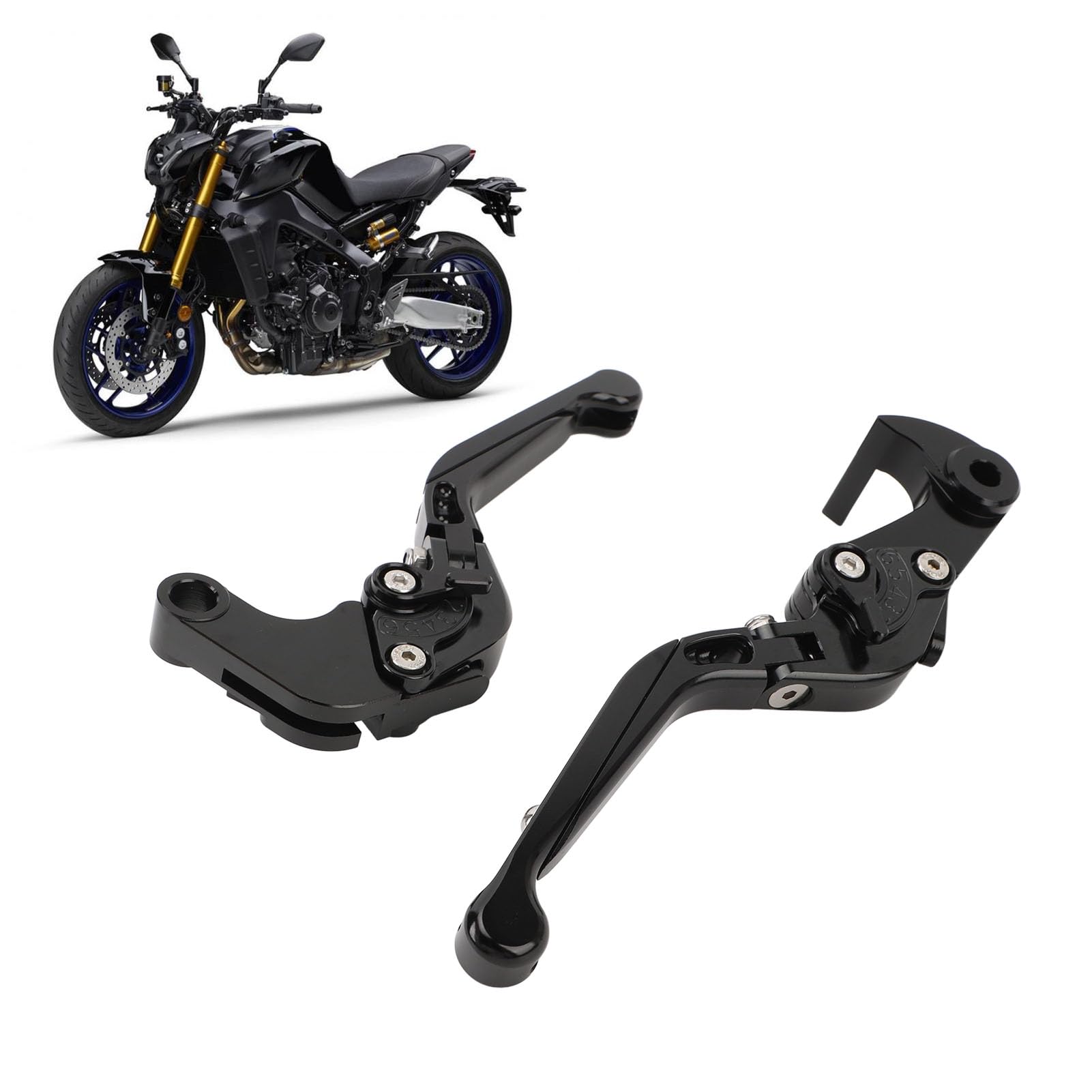 EMUKOEP Leva Frizione in Lega di Alluminio CNC Resistente Alla Corrosione per YZF-R6, Maniglia Freno Pieghevole Regolabile, 1 Paio (Nero)