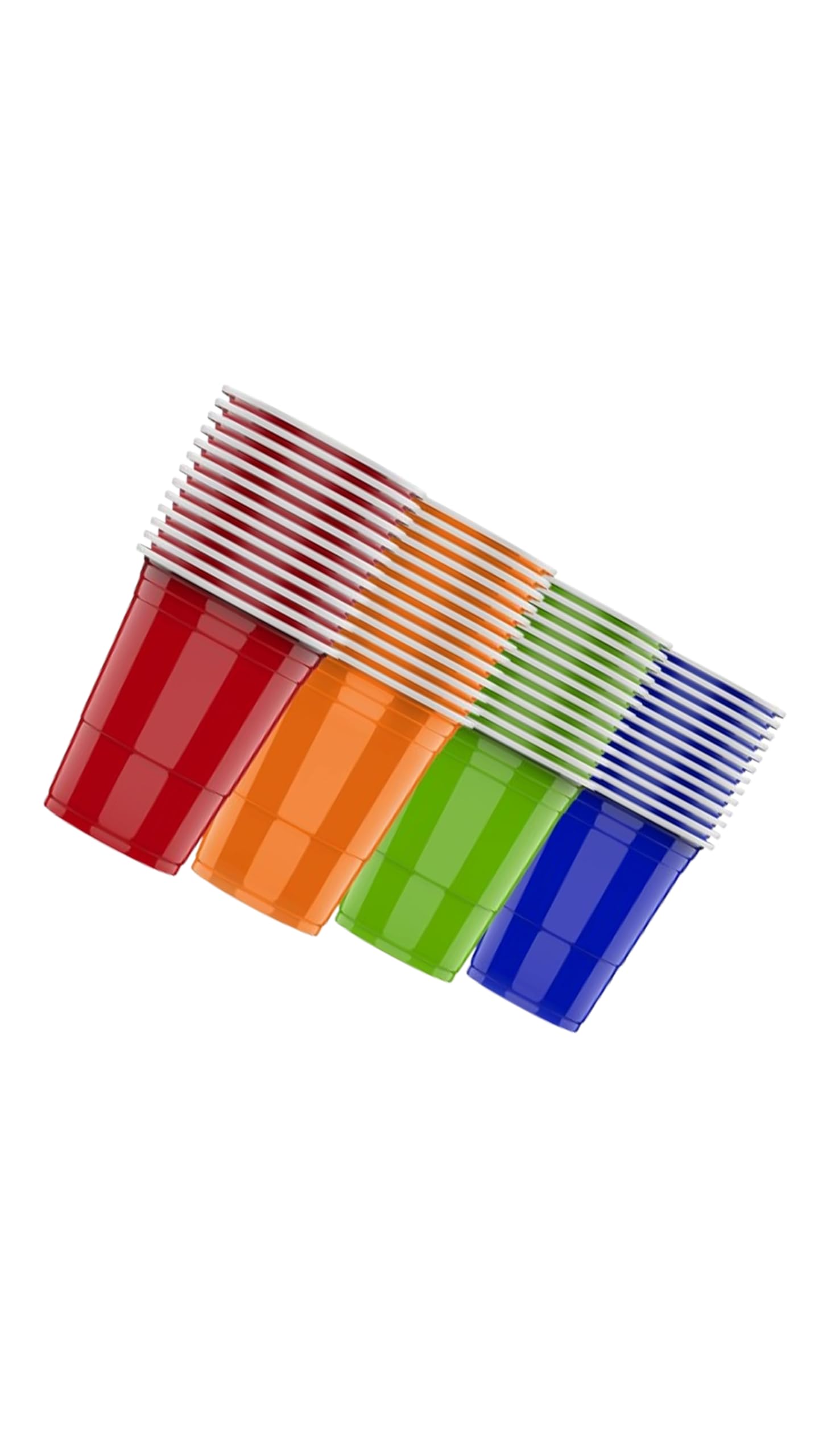 40pcs Reusable Plastic Cups Set - Red, Blue, Orange, Green - Ideal for Garden Games, Outdoor Events, Hen Party, Holidays, Birthdays, Christmas, Easter, New Year's Eve
