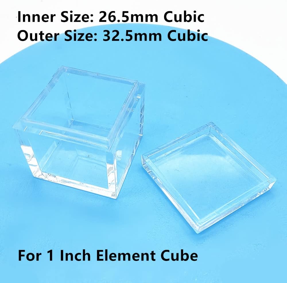 Acrylic Box Tray for Element Cubes Clear Case Periodic Table Bracket for Elements Collections Displays (1, for 25.4mm-5pcs)