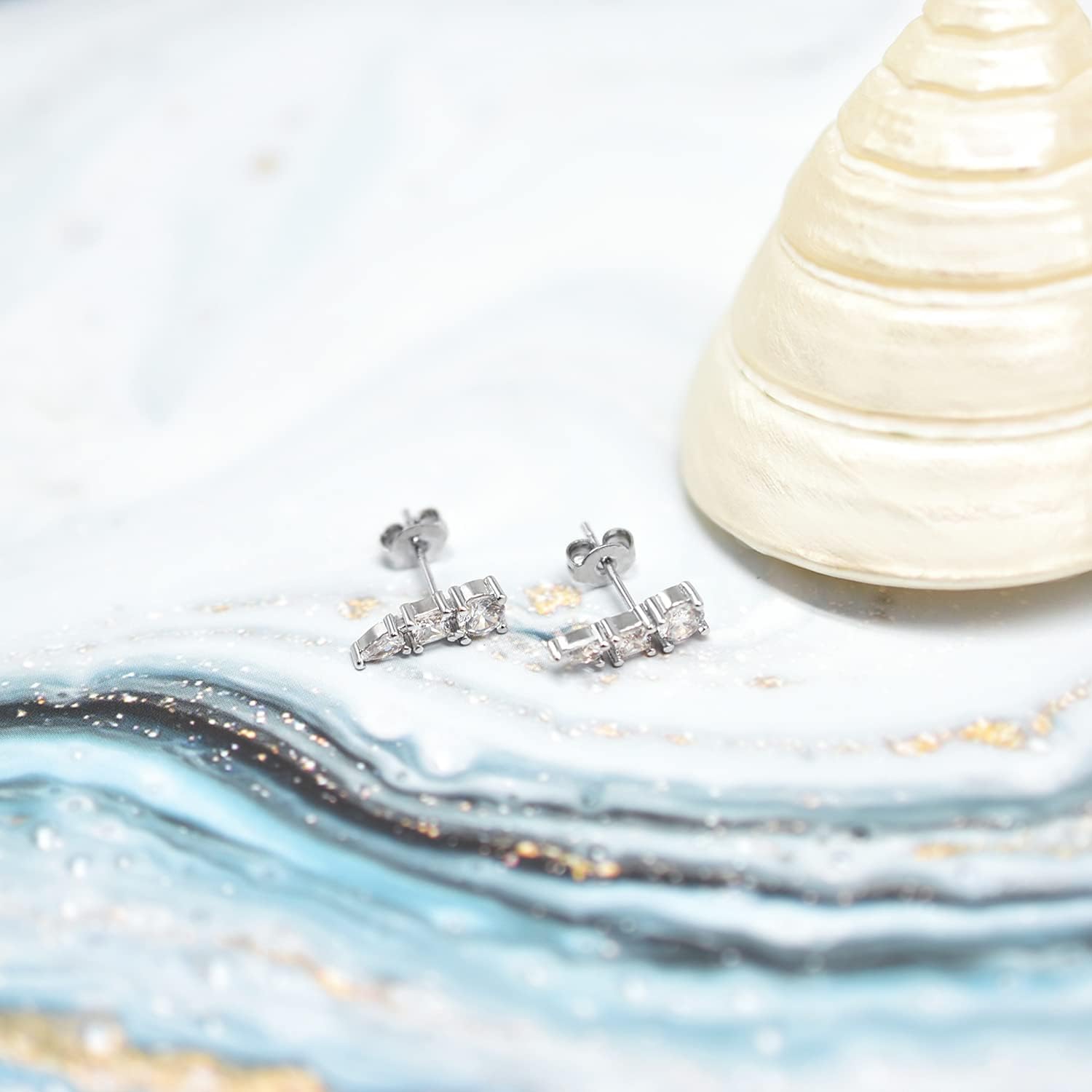 Sterling Silver Ear Climber Earrings with Post - Hypoallergenic Cubic Zirconia Mini Ear Crawler Earrings - Studs - Dainty Minimalist Earrings - Gifts for Birthday, Wedding - Image 6