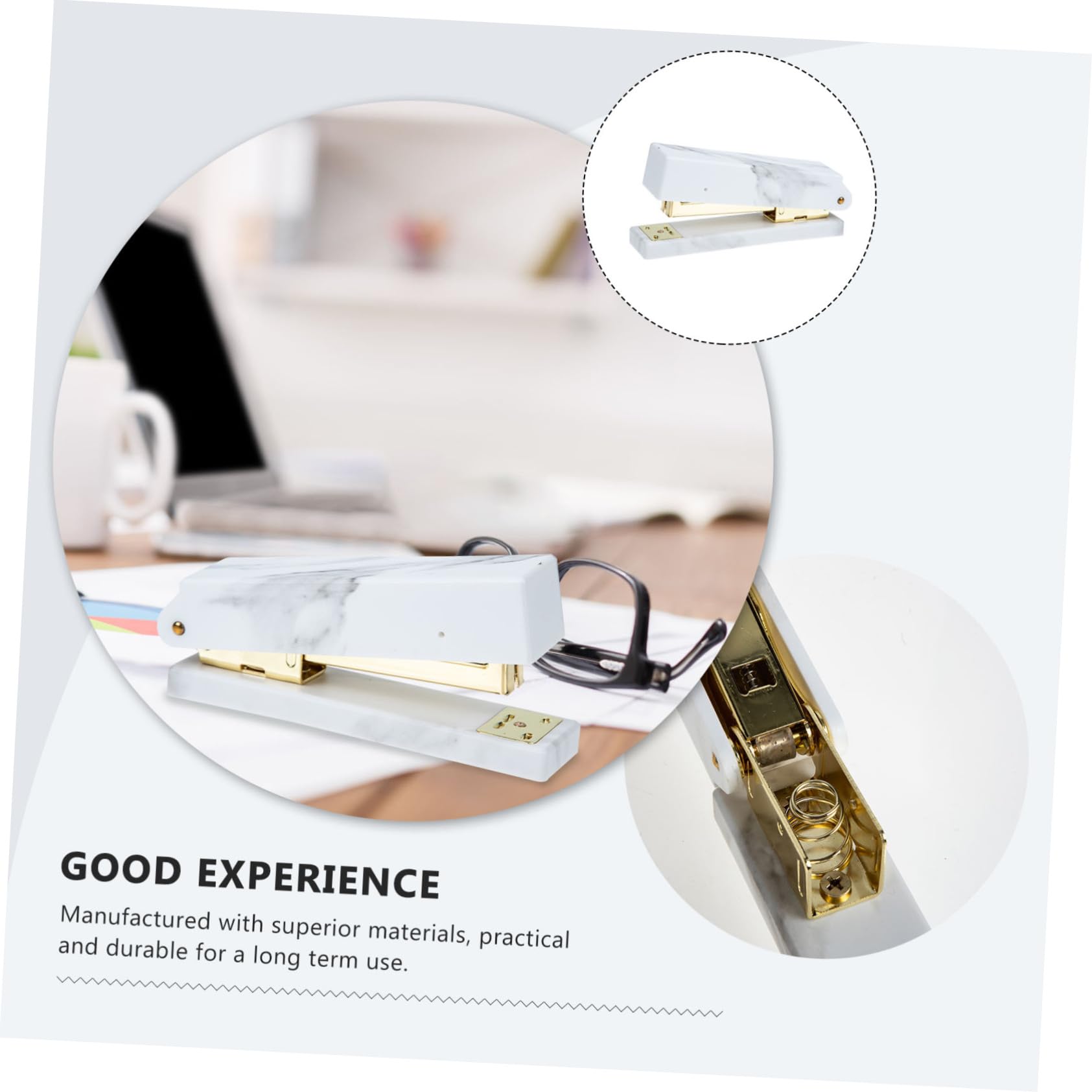 Ciieeo Agrafeuse Portable Design Exquis et Maniable à Main Multifonction Couleur Or en Plastique Abs et Électroplaqué, Compacte et Pratique pour Bureau et Maison