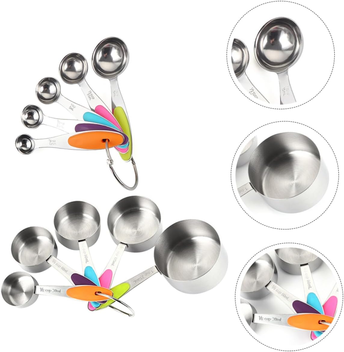 KICHOUSE 10pcs Measuring Spoon Cup Set Ring Buckle Baking Tools for Kitchen Scale