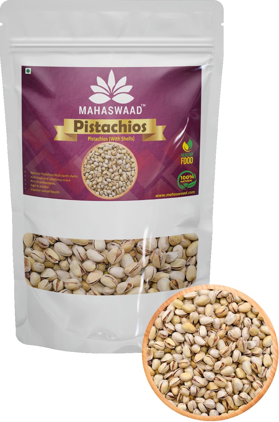 Mahaswaad Pistachios, Roasted and Salted California Pistachios, High in