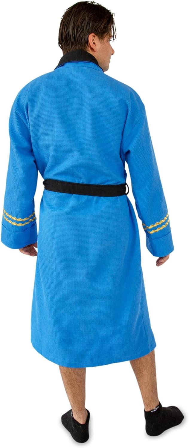 Robe Factory Star Trek: The Original Series Waffle-Weave Cotton Adult Bathrobe | Blue Medical