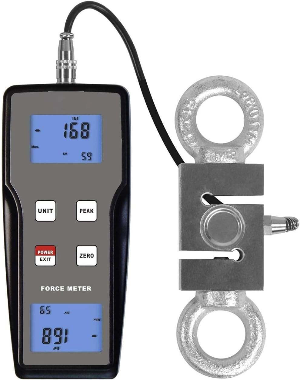 FM-204-1000K Digital Force Gauge Push Pull Gauge Tester Meter 3 Measurement Units N, kg, lb with External Loadcell Sensor | Force Range ±1000 kgf, ±9800 N, ±2200 Lbf
