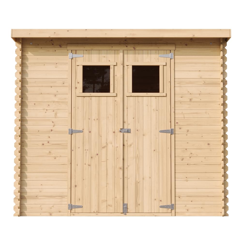 TIMBELA M310 Casetta da Giardino in Legno per Esterni 239x144xA200 cm/2.6m2 - Capanno da Giardino - Piccola Casetta in Legno, Rimessa Attrezzi, Deposito Bici