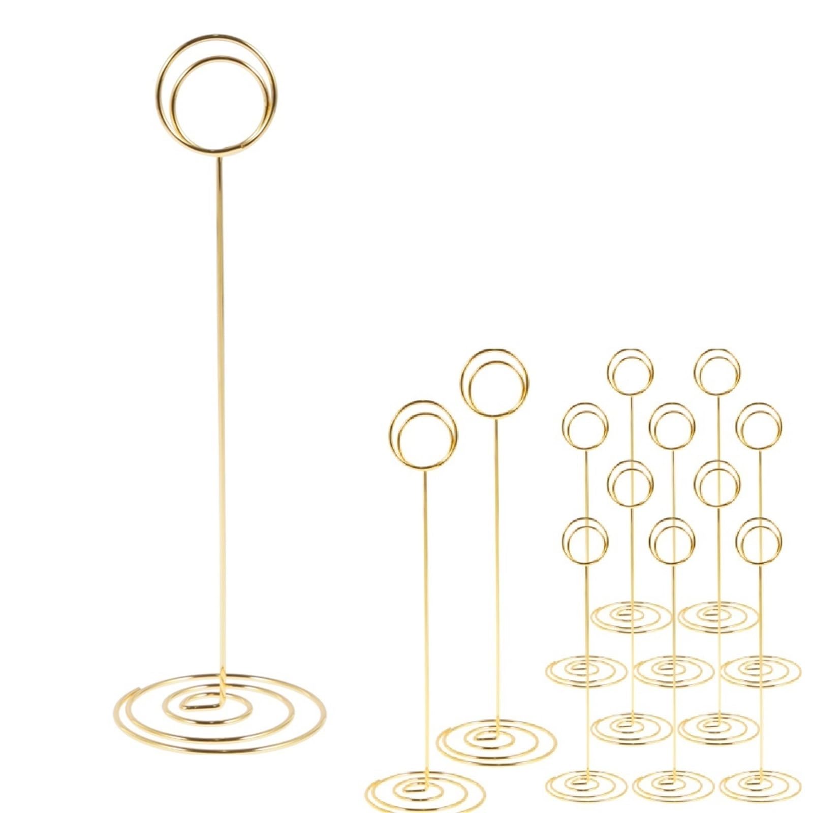 GOXQIT 12Pcs Table Number Holder 22cm Tall Metal Iron Seat Place Card Picture Stand Photo Memo Note For Office Wedding Party For Party(Gold-22cm)