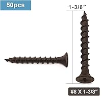 Vista 33 de Tornillo de madera #8 x 3/4 pulgadas 100 piezas, recubierto de fosfato negro, acero inoxidable, cabeza plana, cola de milano, autorroscante, rápido