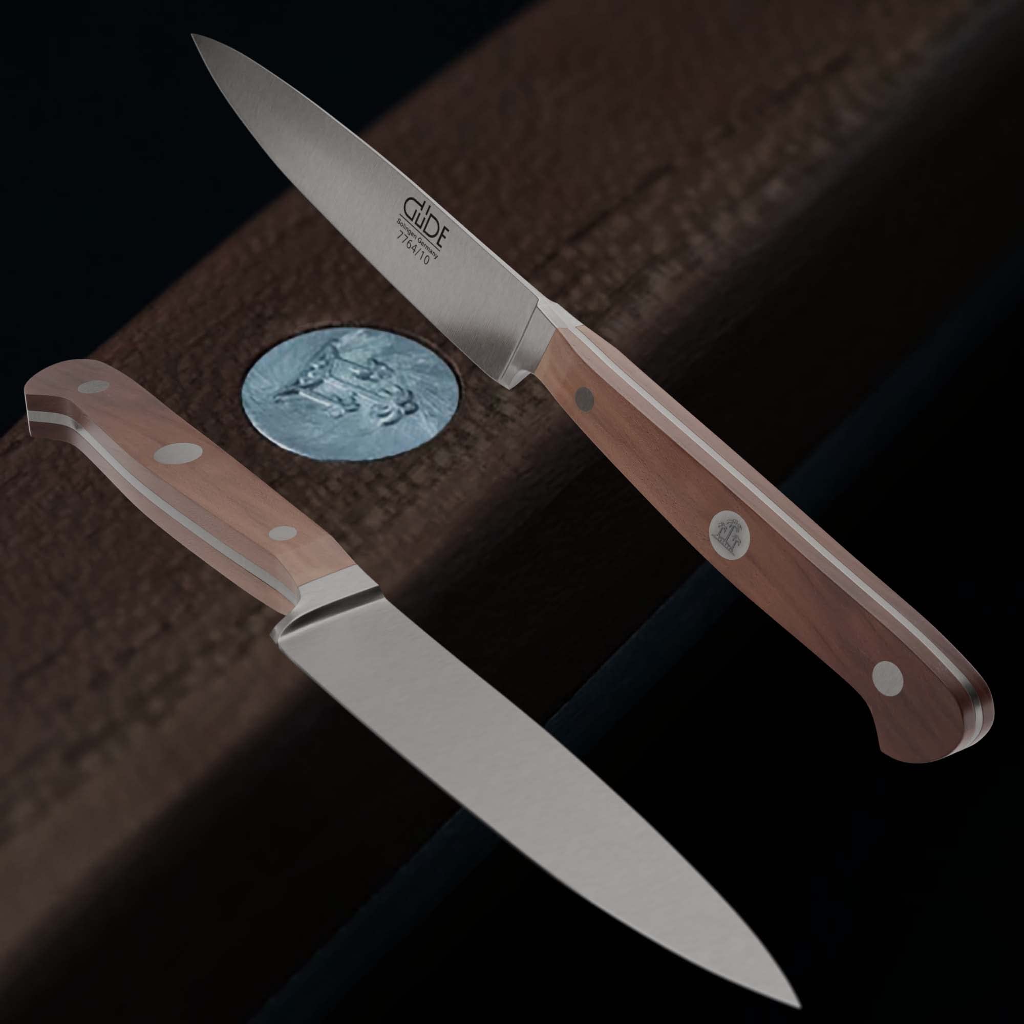GÜDE Solingen Tradition - Spickmesser geschmiedet, 10 cm, Pflaumenholz, F.GÜDE, Office Messer, Handmade Germany, Braun